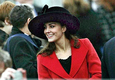 Prince William's girlfriend Kate Middleton smiles during a function in Southern England