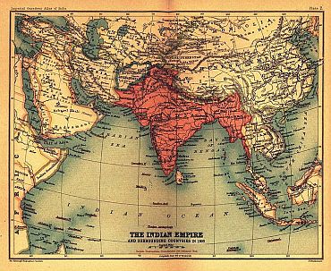The map of British Indian Empire and surrounding countries in 1909, published in the Imperial Gazetteer of India