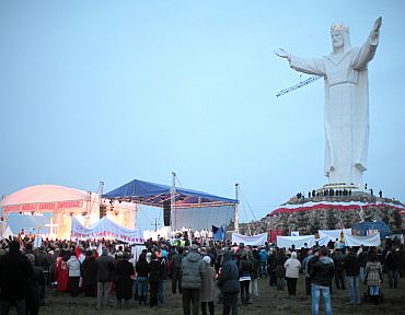 About 15,000 Christian pilgrims and tourists streamed into the western Polish town