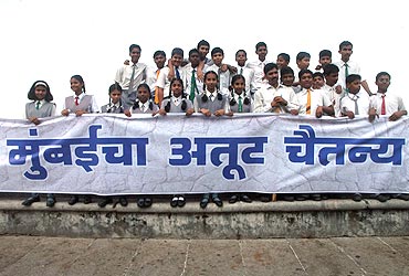 Mumbai's students display the city's never-say-die spirit at Marine Drive