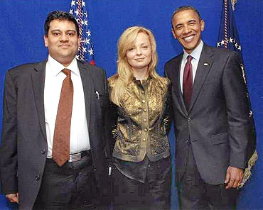 Bedi and Helga Invarsdottir with US President Barack Obama