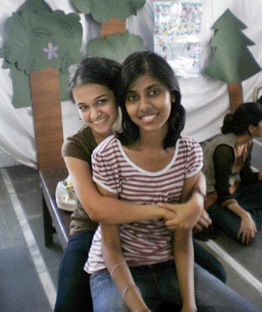 Antara with her friend Sadia, before the accident