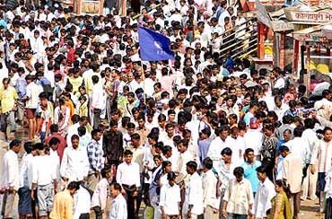 Dalits at the Ambedkar memorial in Mumbai