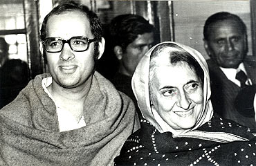 Indira Gandhi with her elder son Sanjay Gandhi