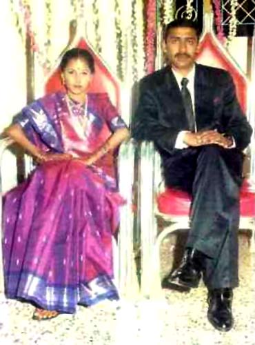 Major Acharya with Charulatha during their wedding
