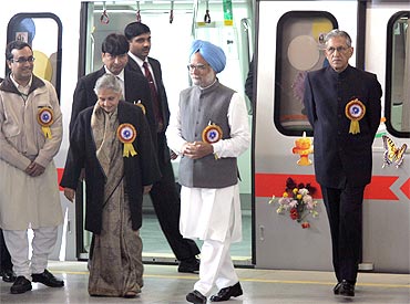 Prime Minister Manmohan Singh during the inauguration of the Delhi metro rail line
