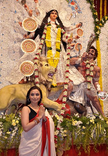 Actress Rani Mukerjee at a Durga Puja pandal in Mumbai
