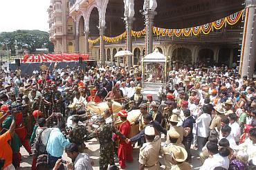 The procession of the royal family of Mysore, which takes place on the palace grounds