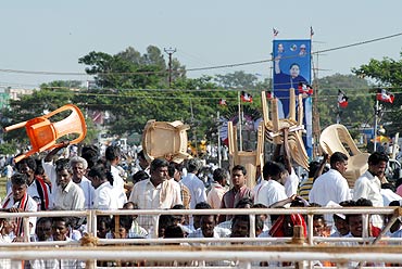 Huge crowds gathered to see AIADMK chief J Jayalalitha in Madurai