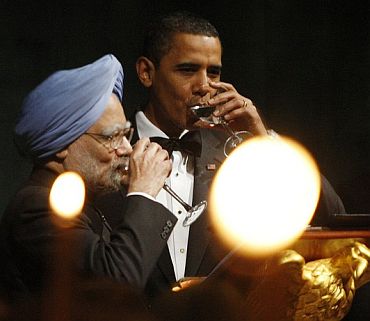 File photo shows Dr Manmohan Singh with Obama during the former's visit to United States