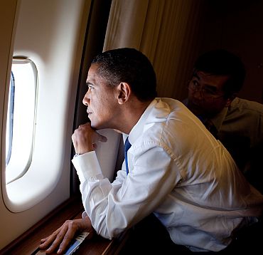 Obama on board Air Force One