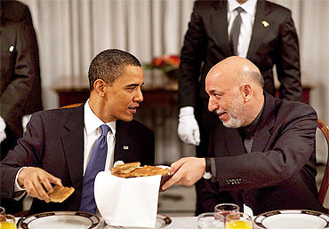President Barack Obama with Afghanistan President Hamid Karzai