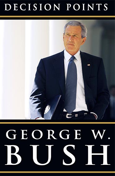 Former US President George W Bush is seen on the cover of his memoir titled 'Decision Points'