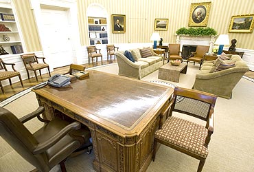 The Oval Office seen from behind Obama's desk