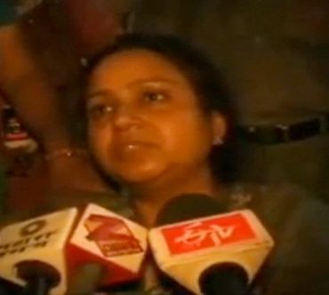 Video grab of Saxena talking to media persons after the incident