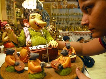 An exhibition of Ganesh idols in Dadar