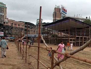The Girgaum Chowpatty being readied for the immersion of Ganesh idols on September 22