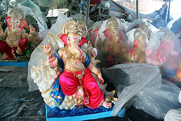 Ganesha idols made from PoP in Pen