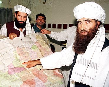 Militants belonging to the Haqqani network at an undisclosed location