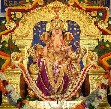 The Lord's idol in a Ganesh mandal in Mumbai