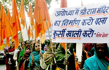A demonstration to demand the construction of Ram Temple