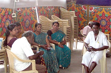 Women party workers in the AIADMK election office at Tirunelveli
