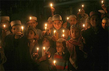A candle-light demonstration for the victims of the Samjhauta Express blast