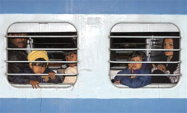 A file photo of a family inside the Samjhauta Express train