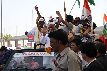 Social activist Anna Hazare leads an anti-corruption protest in New Delhi on Tuesday
