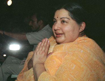 AIADMK chief Jayalalitha greets supporters