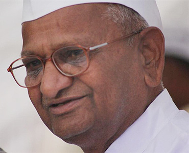 Activist Anna Hazare on Day 2 of this fast at Jantar Mantar