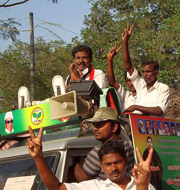 Rajendran on the campaign trail