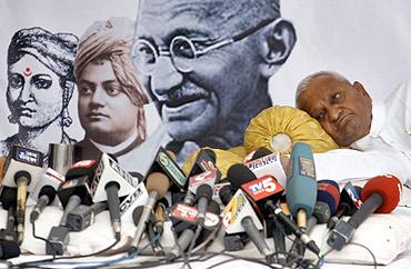 Hazare rests during his recent campaign