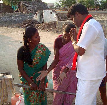 AIADMK's Tamilselvam campaigns