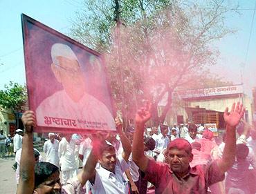 People in Ralegan Siddhi celebrate