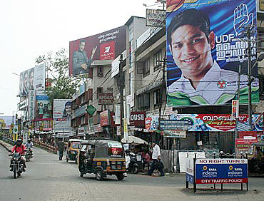 An election hoarding of Hibi Eden in Kochi