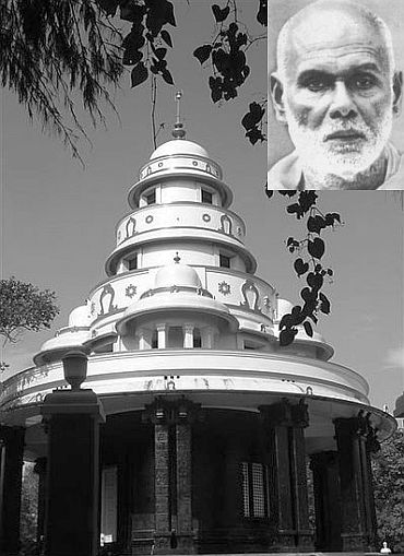 Sree Narayana Guru's ashram in Sivagiri. (Inset) Social reformer Sree Narayana Guru