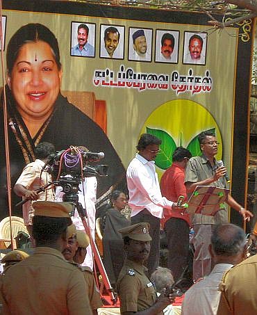 A campaign rally in support of AIADMK chief Jayalalithaa