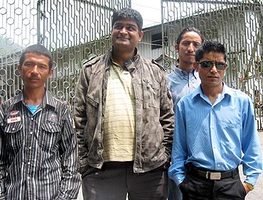 Mahendra Sharma (centre) along with other GJM supporters
