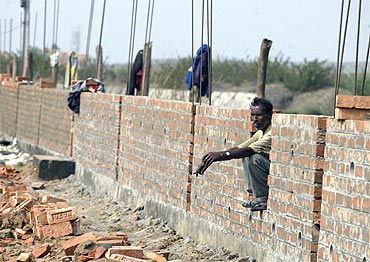 A farmer at a construction site in Singur
