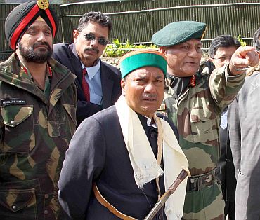 Defence Minister AK Antony with Army Chief General VK Singh and Lieutenant-General Bikram Singh