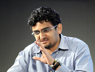 Internet activist Wael Ghonim of Egypt participates in a panel discussion on youth, jobs and growth in the Middle East and North Africa, during the International Monetary Fund and World Bank Spring Meetings at IMF headquarters in Washington