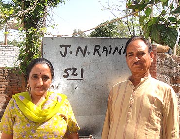 Mr and Mrs Raina have been given a flat in a township built for Kashmiri Pandits living in camps in Jammu