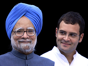Prime Minister Manmohan Singh with Rahul Gandhi