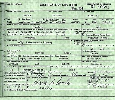 President Barack Obama's birth certificate