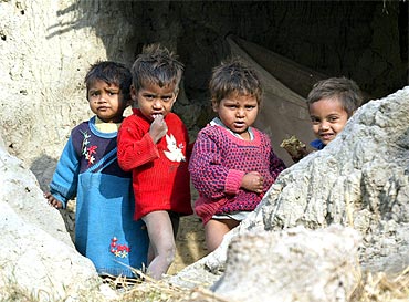 Dalit children on the outskirts of a village in Uttar Pradesh