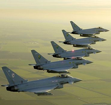 Eurofighter jets in formation