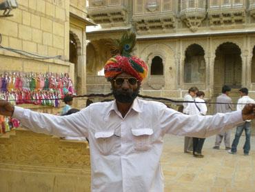 A man flaunts his moustache in Jaisalmer, Rajasthan