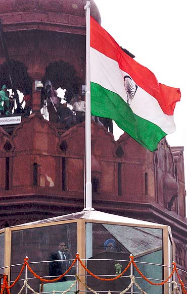 Prime Minister Manmohan Singh during the Independence Day speech at Red Fort