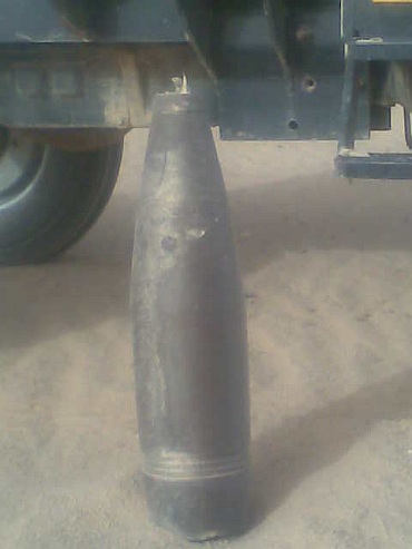The shell of a used bomb can be seen in this picture clicked by Kalwinder Singh